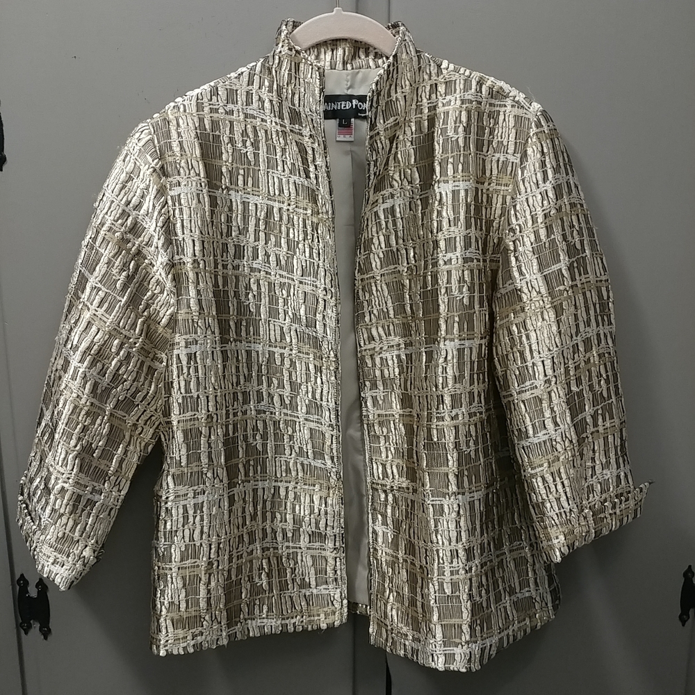 Painted Pony USA Vintage Gold Metallic Tapestry Jacket Women's Large - Picture 2 of 16